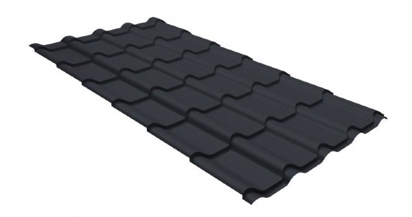 Металлочерепица камея GL 0,5 GreenCoat Pural RR 23 темно-серый (RAL 7024 мокрый асфальт) купить в Новороссийске