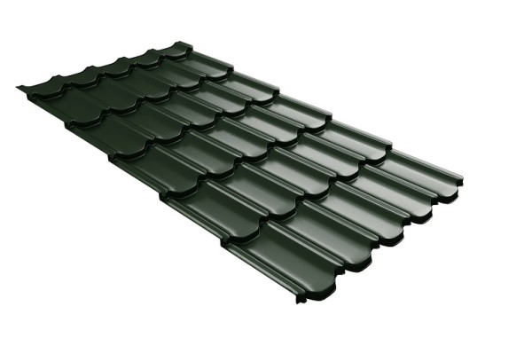 Металлочерепица квинта плюс с 3D резом 0,5 GreenСoat Pural Matt RR 11 темно-зеленый (RAL 6020 хромовая зелень) купить в Новороссийске