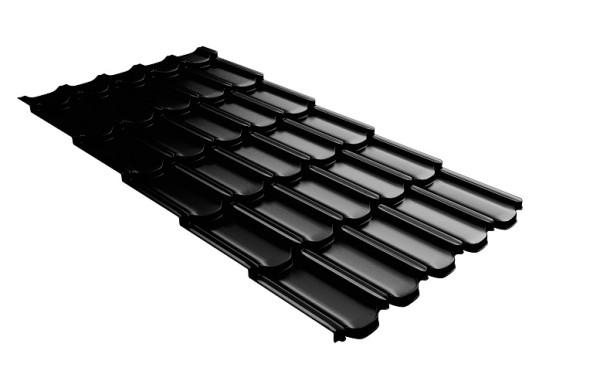 Металлочерепица квинта плюс с 3D резом 0,5 GreenСoat Pural Matt RR 33 черный (RAL 9005 черный) купить в Новороссийске