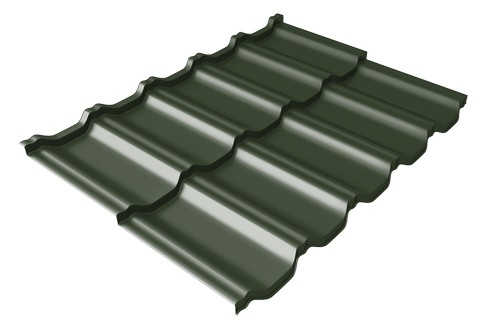 Металлочерепица модульная Квинта Uno Grand Line c 3D резом 0,5 GreenСoat Pural Matt RR 11 темно-зеленый (RAL 6020 хромовая зелень) купить в Новороссийске