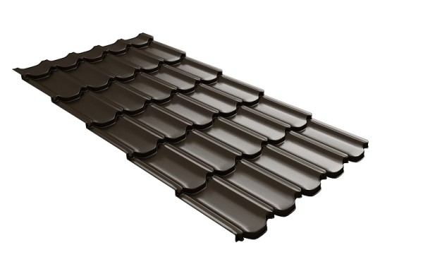 Металлочерепица квинта плюс с 3D резом 0,5 GreenСoat Pural RR 32 темно-коричневый (RAL 8019 серо-коричневый) купить в Новороссийске