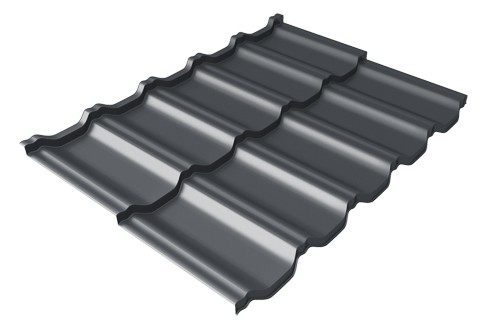 Металлочерепица модульная Квинта Uno Grand Line c 3D резом 0,45 PE RAL 7024 мокрый асфальт купить в Новороссийске