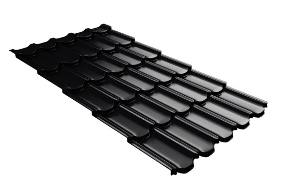 Металлочерепица квинта плюс с 3D резом 0,5 Satin RAL 9005 черный купить в Новороссийске