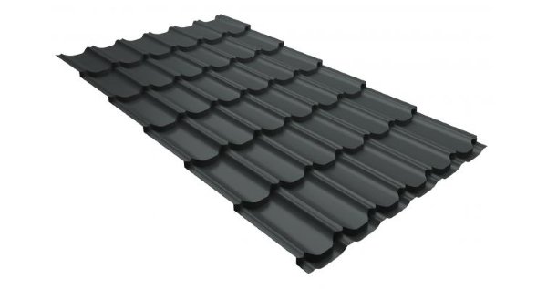 Металлочерепица квинта плюс 0,5 GreenCoat Pural RR 23 темно-серый (RAL 7024 мокрый асфальт) купить в Новороссийске