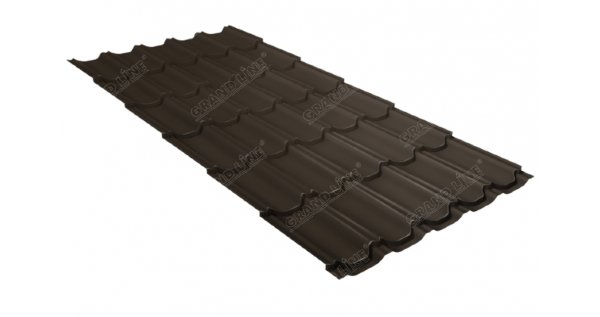 Металлочерепица квинта плюс 0,5 GreenCoat Pural Matt RR 32 темно-коричневый (RAL 8019 серо-коричневый) купить в Новороссийске